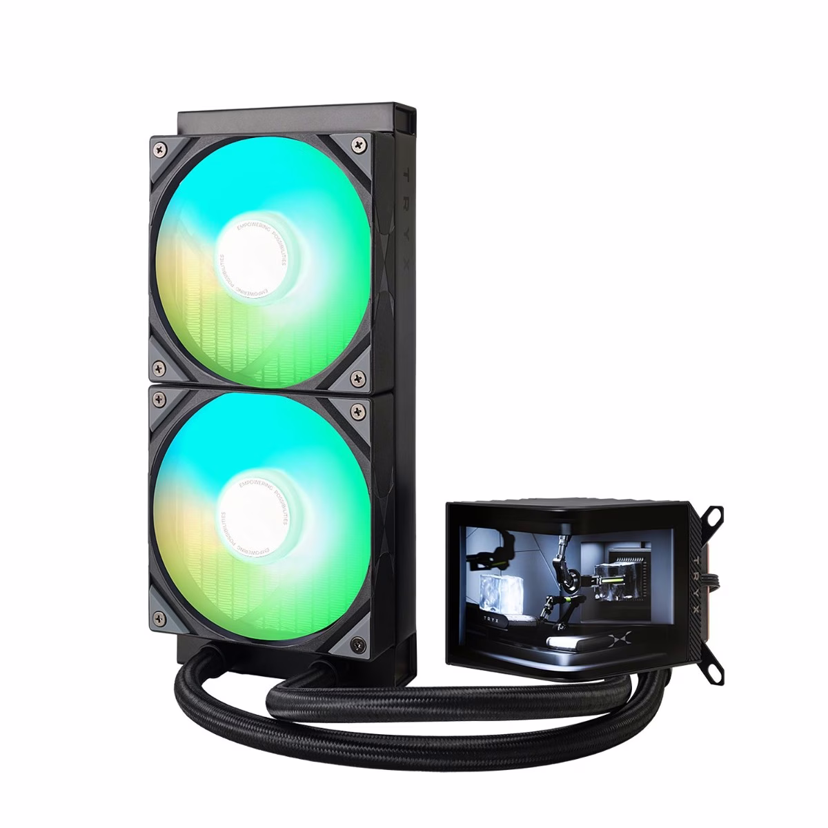 TRYX PANORAMA ARGB 240 Black L-shaped AMOLED Screen Liquid Cooler, 6.5 Inch 2K 60 Hz Display, Adjustable Fan Speed| L-P240A-AS2M-G0K thumbnail 4