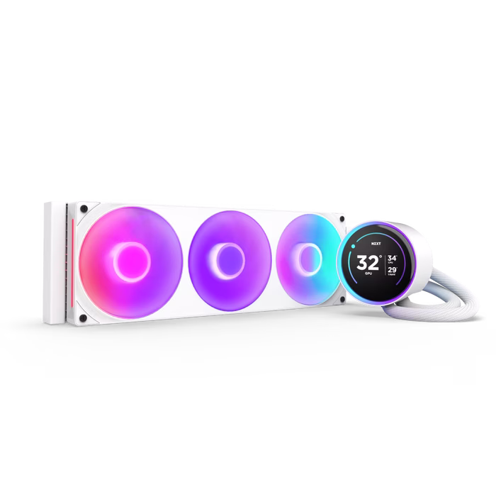 NZXT Kraken Elite 420 RGB 420mm AIO Liquid Cooler with 2.72" IPS LCD & RGB, NZXT Turbine Pump, 1,200 - 2,800 ?? 300 RPM Motor Speed, 3.2 mm H2O Static Pressure per fan, White | RL-KR42E-W2 – Buy Online