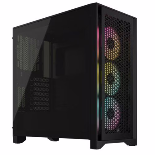 CORSAIR iCUE 4000D RGB AIRFLOW Mid-Tower Case, 3x AF120 RGB ELITE Fans, iCUE Lighting Node PRO Controller, High-airflow Design, 4x Drive Bays, 9x Expansion Slots, Black | CC-9011240-WW image