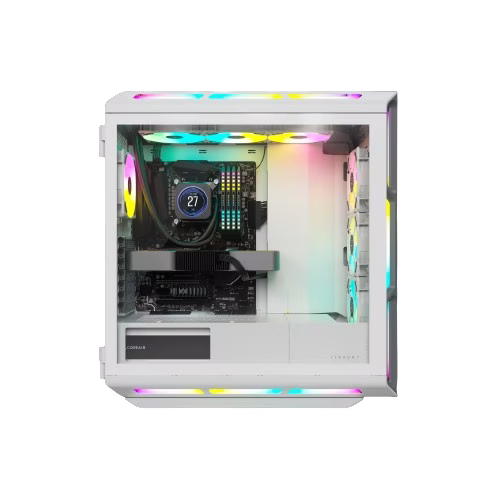 Corsair ICUE 5000T RGB Tempered Glass Mid Tower ATX PC Case, Tempered Glass, 9x Expansion Slots, 6x Drive Bays, RGB???s Contoured Curves & 208 Individually Addressable RGB LEDs White| CC-9011231-WW thumbnail 2