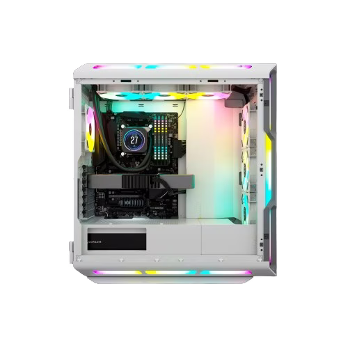 Corsair ICUE 5000T RGB Tempered Glass Mid Tower ATX PC Case, Tempered Glass, 9x Expansion Slots, 6x Drive Bays, RGB???s Contoured Curves & 208 Individually Addressable RGB LEDs White| CC-9011231-WW thumbnail 3