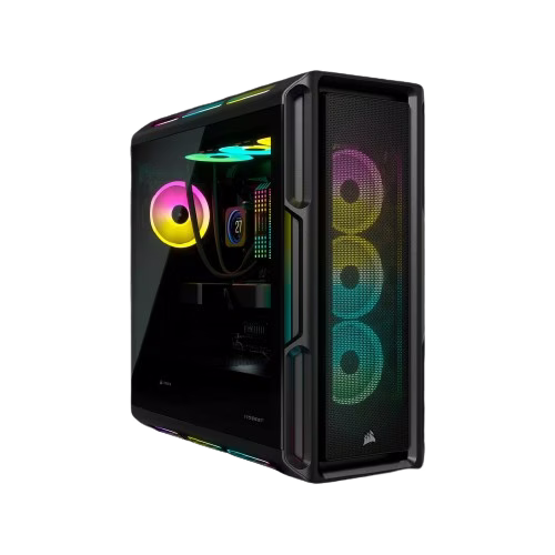 Corsair iCUE 5000T RGB Tempered Glass Mid Tower ATX PC Case, Tempered Glass, 9x Expansion Slots, 6x Drive Bays, RGB???s contoured curves & 208 individually addressable RGB LEDs Black | CC-9011230-WW thumbnail 5