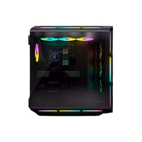 Corsair iCUE 5000T RGB Tempered Glass Mid Tower ATX PC Case, Tempered Glass, 9x Expansion Slots, 6x Drive Bays, RGB???s contoured curves & 208 individually addressable RGB LEDs Black | CC-9011230-WW thumbnail 6