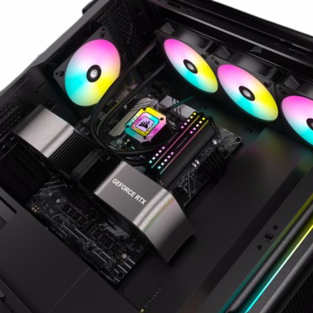 NANOTECH DARK HERO PC with 40 Series GPU, Intel i9 14900K, Nvidia RTX 4090 24GB, 64GB DDR5 6000Mhz, 2TB VNME +1TB NVME SSD, 1200W PSU 80 Plus GOLD Rated, 360mm Liquid Cooler, Wi-Fi + BT thumbnail 3