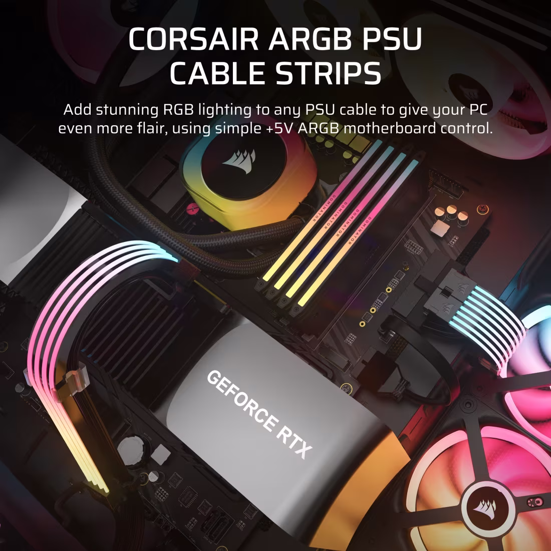 CORSAIR ARGB PSU Cable Strips, 2x Strips, Simple +5V ARGB Motherboard Control, Black | CP-8920282 thumbnail 4