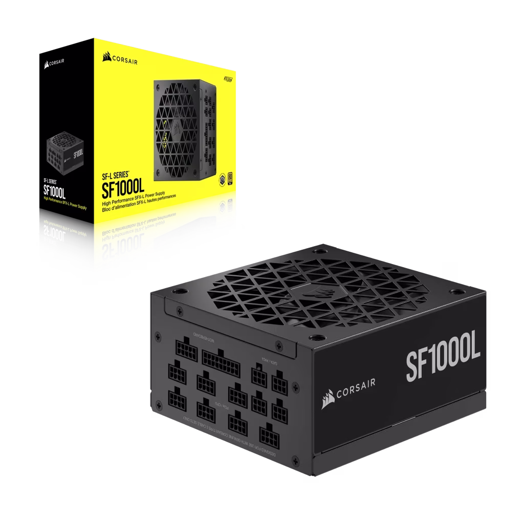 Corsair SF1000L SF-L Series SFX Power Supply, 1000 Watts Power, Low-Noise Fan, Fully Modular, 80 Plus Gold Efficiency, Zero RPM Mode, Black | CP-9020246-UK thumbnail 4