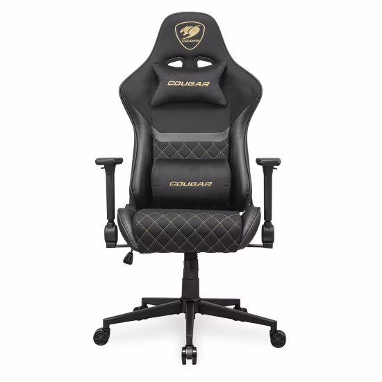 Cougar Armor One V2 Gold F Gaming Chair, Woven Fabric, 4D Folding Armrests, Hidden securing strap for the lumbar pillow, Backrest Pocket, Black | 3MA2FGLB.0001 thumbnail 4