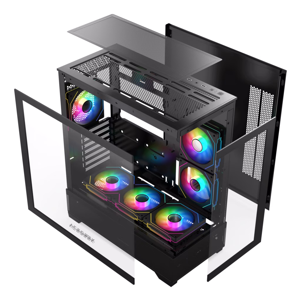 AceGeek Cruiser L460 Type-C Black E-ATX Mid-Tower Gaming Case with 360mm Radiator Support and 410mm GPU ClearanceUSB 3.0, USB 2.0, Type-C, HD Audio I/O Ports, Black | AC-CRUISER-L460-BK thumbnail 14