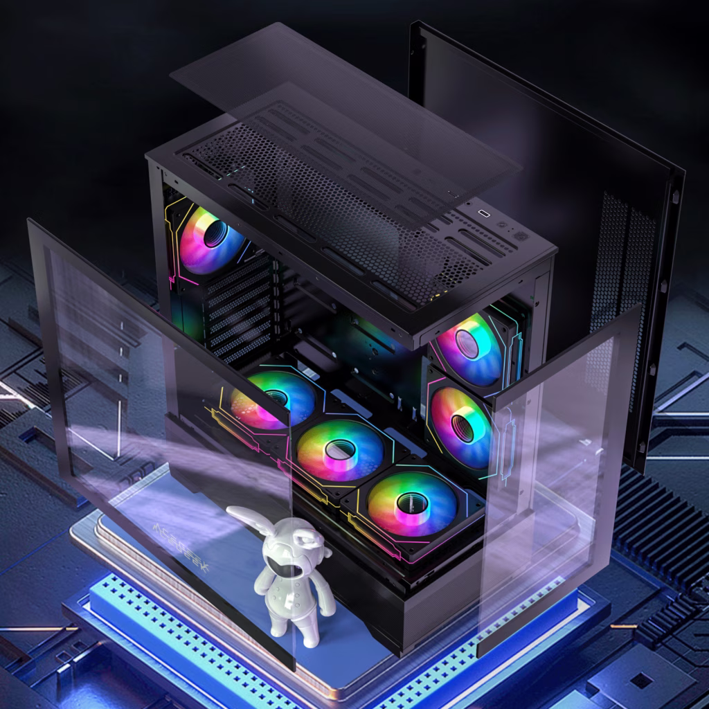 AceGeek Cruiser L460 Type-C Black E-ATX Mid-Tower Gaming Case with 360mm Radiator Support and 410mm GPU ClearanceUSB 3.0, USB 2.0, Type-C, HD Audio I/O Ports, Black | AC-CRUISER-L460-BK thumbnail 15