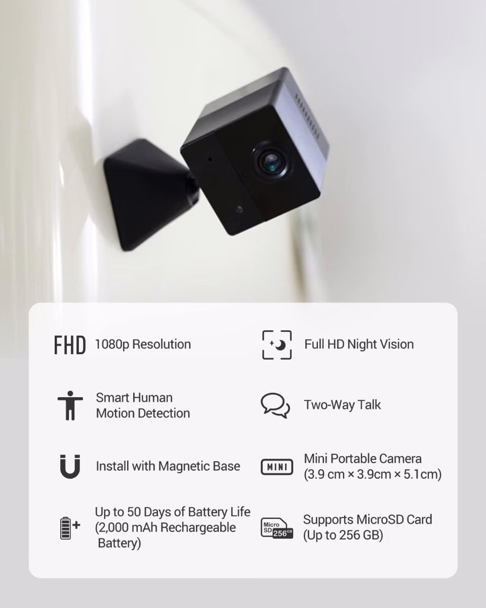 EZVIZ BC2 Security Camera with Battery, 1080p WiFi camera CCTV with PIR Motion, smart Human Detection, Two Way Audio Talk, Easy Install with Magnetic Base, supported Cloud & SD card Storage thumbnail 8