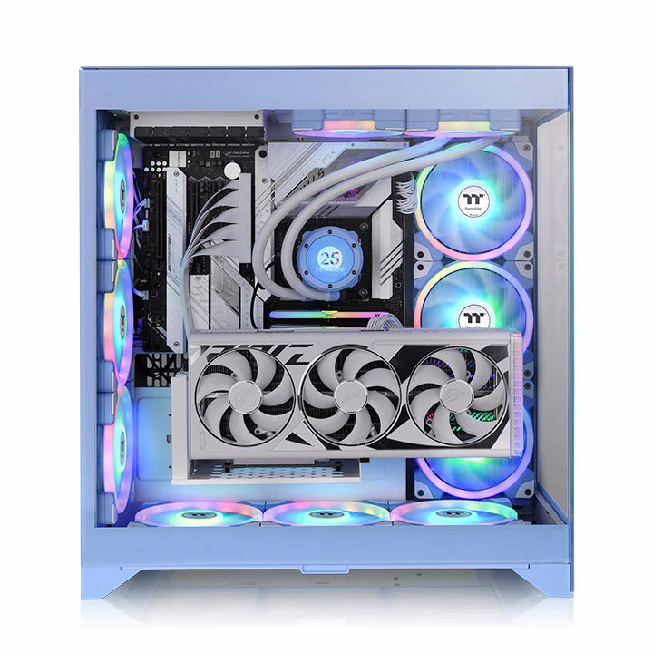 ASUS Powered Hydrangea Blue Gaming PC - Intel Core i9-14900KF 24 Cores 32 Threads,  STRIX NVIDIA RTX 4080 SUPER 16GB, 64GB DDR5 RAM 6000MHz, 2TB SSD Gen 4, 1000W 80 Plus Gold PSU, 360mm Liquid Cooler, Wi-Fi + BT thumbnail 2