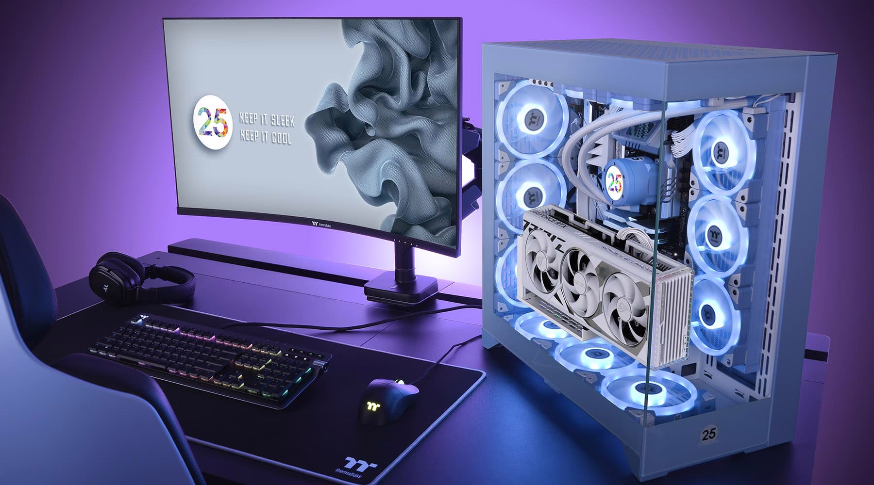 Blue Ocean Gaming PC - AMD Ryzen 9 7900X3D 12 Cores 24 Threads, X670-A, NVIDIA RTX 4080 SUPER 16GB, 64GB DDR5 RAM 6000MHz, 2TB SSD Gen 4, 1000W 80 Plus Gold PSU, 360mm Liquid Cooler, BT+WiFi image