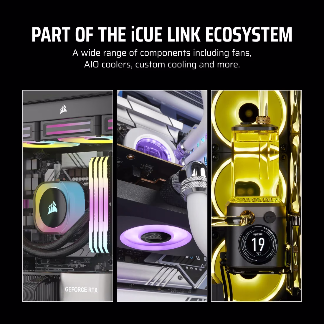 Corsair iCUE LINK LX120-R RGB 120mm PWM Reverse Black RGB Case Fans Starter Kit, Magnetic Dome Bearing | CO-9051050-WW thumbnail 9