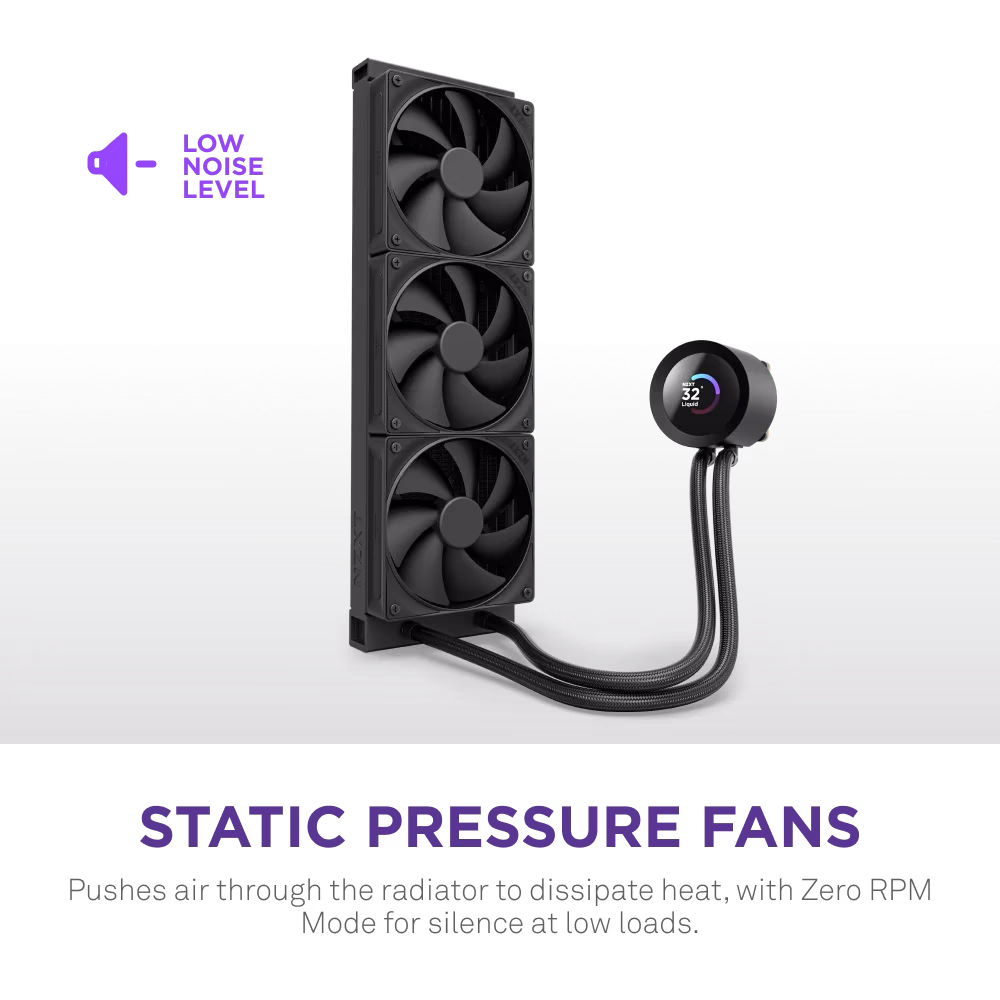 NZXT Kraken Plus 360 All In One CPU Cooler with LCD Screen - 360mm Radiator, 120 Fans, Intel and AMD Compatible | RL-KN360-B2 thumbnail 4