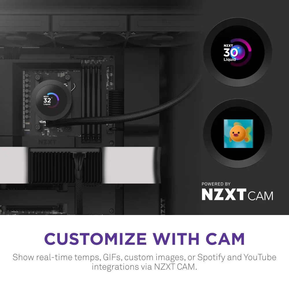NZXT Kraken Plus 360 All In One CPU Cooler with LCD Screen - 360mm Radiator, 120 Fans, Intel and AMD Compatible | RL-KN360-B2 thumbnail 5