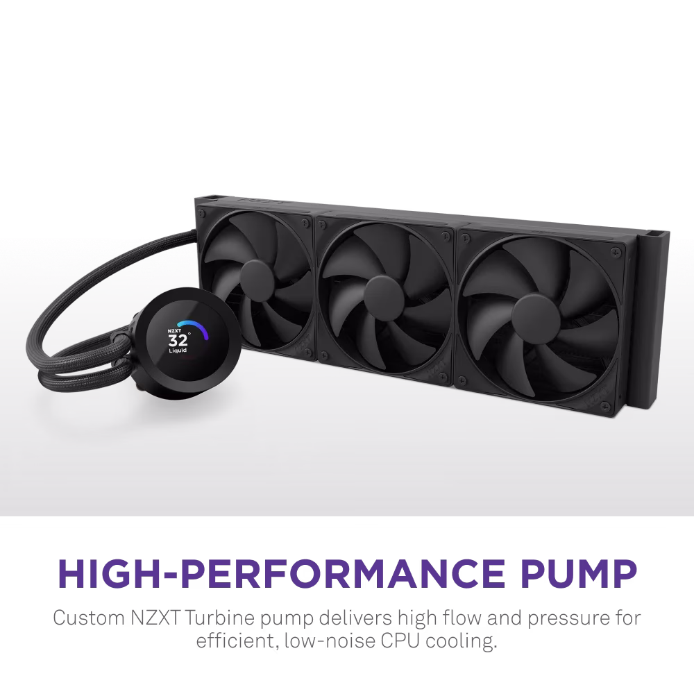 NZXT Kraken Plus 360 All In One CPU Cooler with LCD Screen - 360mm Radiator, 120 Fans, Intel and AMD Compatible | RL-KN360-B2 thumbnail 3