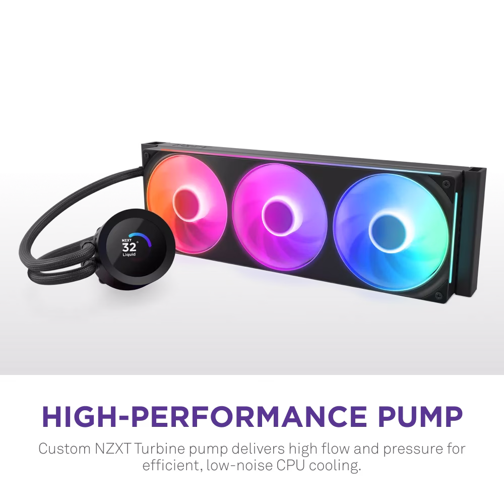 NZXT Kraken Plus 360 RGB, 360mm RGB AIO Liquid Cooler with 1.54" LCD | RL-KR360-B2 thumbnail 3