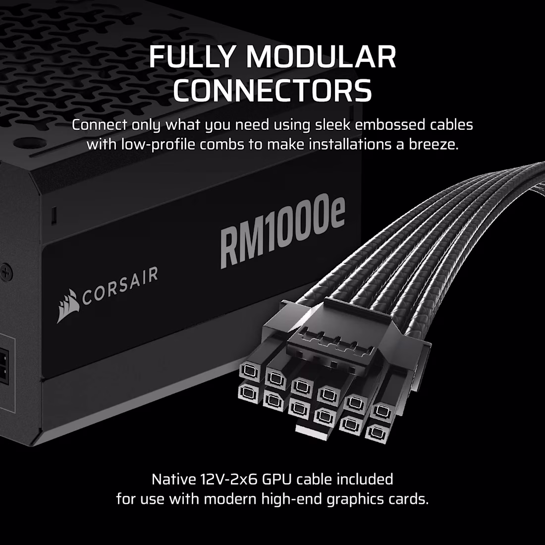 Corsair RM1000e Fully Modular Low-Noise ATX Power Supply | CP-9020297-UK thumbnail 4