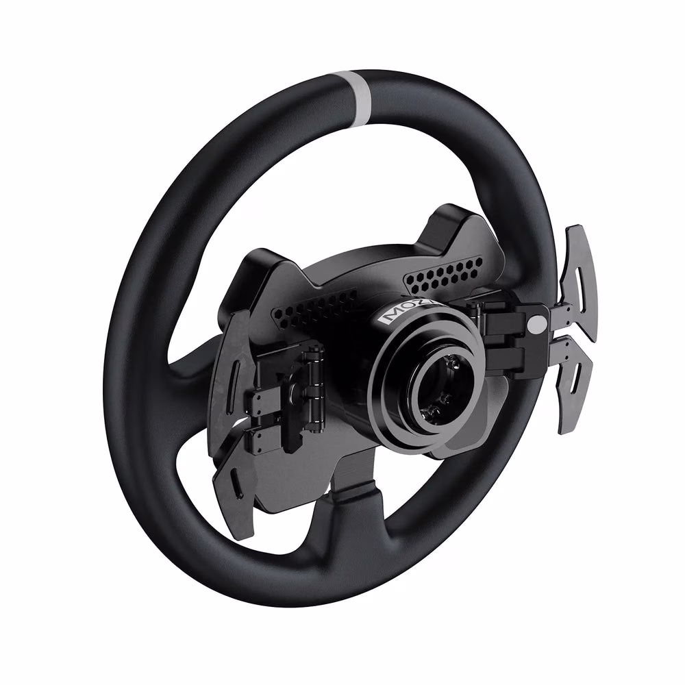 MOZA RS057 CS V2P Steering Wheel, 13-Inch Authentic Racing Rim, Microfiber Leather, Forged Carbon Fiber Shifters, Aviation-Grade Aluminum thumbnail 4
