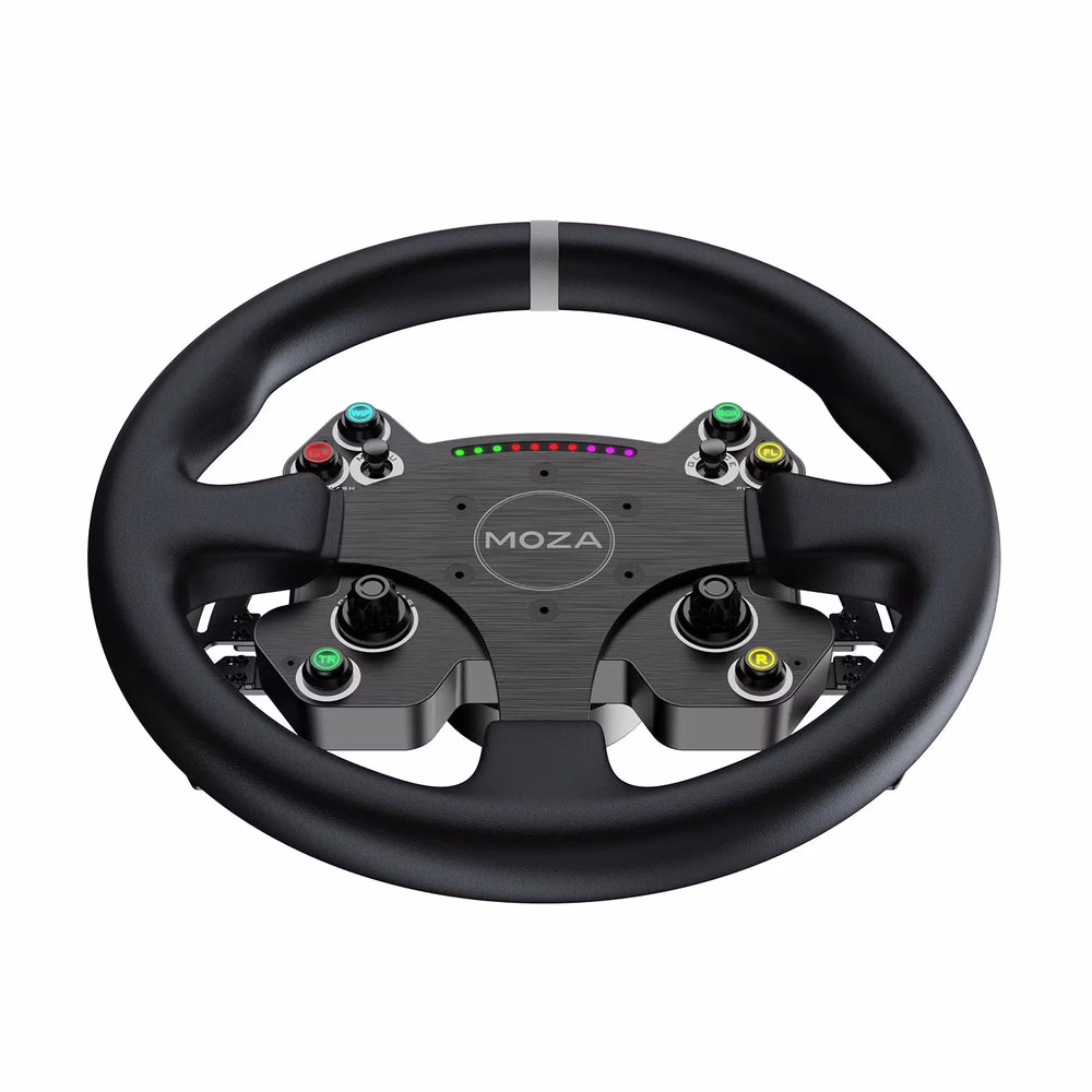 MOZA RS057 CS V2P Steering Wheel, 13-Inch Authentic Racing Rim, Microfiber Leather, Forged Carbon Fiber Shifters, Aviation-Grade Aluminum thumbnail 3