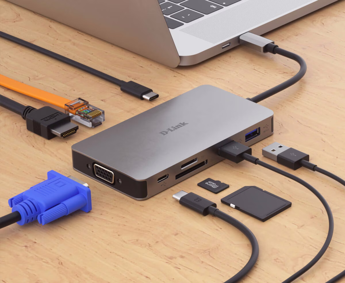 D-Link 9-in-1 USB-C Hub with HDMI/VGA/Ethernet/Card Reader/Power Delivery, USB-C and Thunderbolt 3 compliant, HDMI resolution up to Ultra-HD 4K @ 30Hz VGA resolution up to 1080p @ 60 Hz  | DUB-M910 thumbnail 2