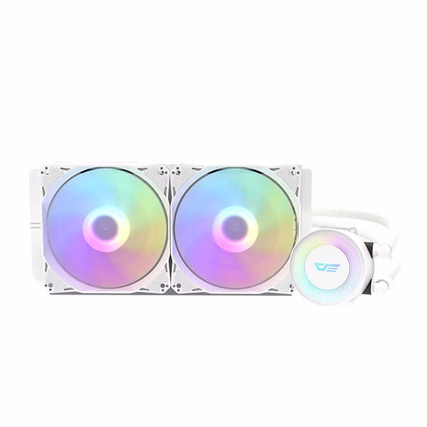 darkFlash Aura DA-240 ARGB 240mm AIO Liquid CPU Cooler, White Edition, Dual 120mm PWM Fans thumbnail 2