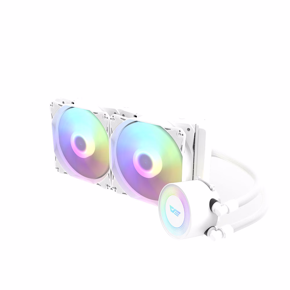 darkFlash Aura DA-240 ARGB 240mm AIO Liquid CPU Cooler, White Edition, Dual 120mm PWM Fans thumbnail 5
