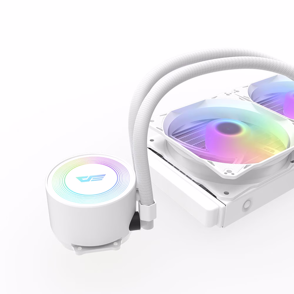 darkFlash Aura DA-240 ARGB 240mm AIO Liquid CPU Cooler, White Edition, Dual 120mm PWM Fans thumbnail 16