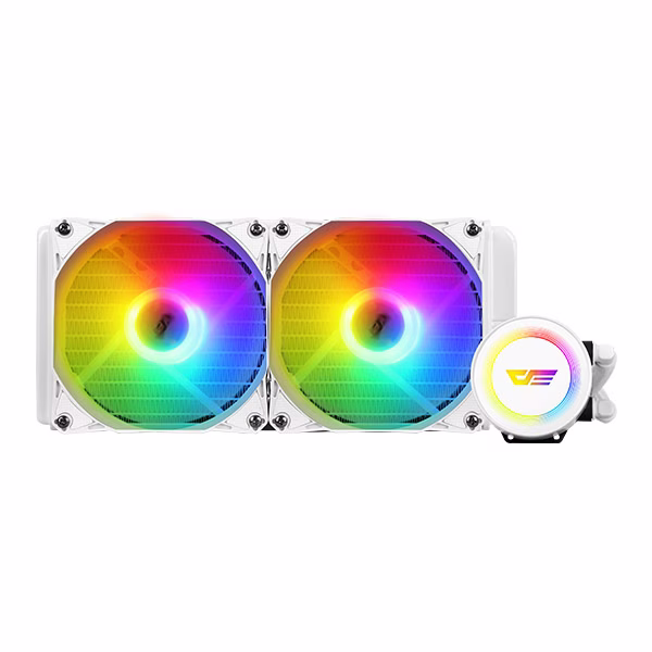 darkFlash Aura DA-240 ARGB 240mm AIO Liquid CPU Cooler, White Edition, Dual 120mm PWM Fans thumbnail 11