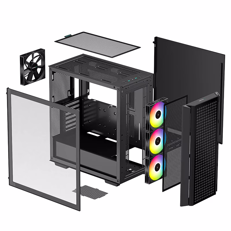 DeepCool CG540 Mid-Tower Case, ABS+SPCC+Tempered Glass, 4X Pre-Installed Fans, 7x Expansion Slots, 5x Drive Bays, Motherboard Support Upto E-ATX,  Black | R-CG540-BKAGE4-G-1 thumbnail 6
