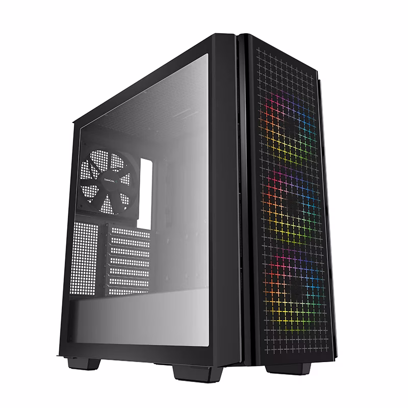 DeepCool CG540 Mid-Tower Case, ABS+SPCC+Tempered Glass, 4X Pre-Installed Fans, 7x Expansion Slots, 5x Drive Bays, Motherboard Support Upto E-ATX,  Black | R-CG540-BKAGE4-G-1 thumbnail 2