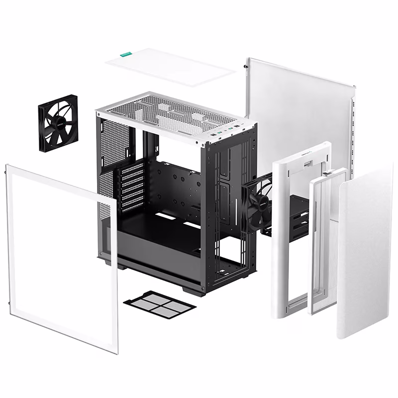 DeepCool CK500 Mid-Tower Case, 2x Pre Installed Fans, 4x Drive Bays, 7x Expansion Slots, ABS+SPCC+Tempered Glass, Balanced airflow and noise performance, White | R-CK500-WHNNE2-G-1 thumbnail 5