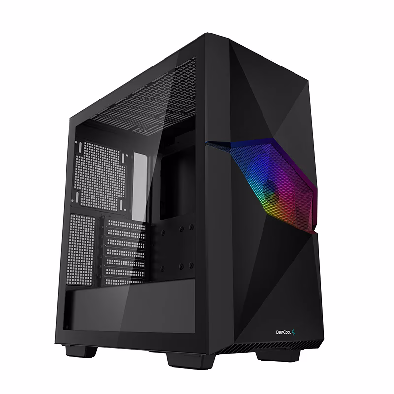 DeepCool CYCLOPS Mid-tower Case, ABS+SPCC+Tempered Glass, 5x Drive Bays, 7x Expansion Slots, 1x Pre-Installed Fans, Motherboard Support Up to E-ATX | R-BKAAE1-C-1 image