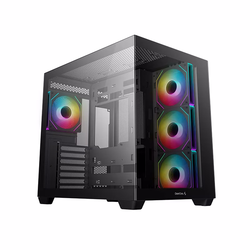 Deepcool CG530 4F Mid Tower Case, 4x PWM+ARGB Pre-Installed Fans, Tempered Glass, Supports upto ATX(Rear Connector) Motherboard, 2x USB 3.0, USB TYPE C, 2-in-1 AP, Black | CG530-BKADA4-G-1 – Buy Online