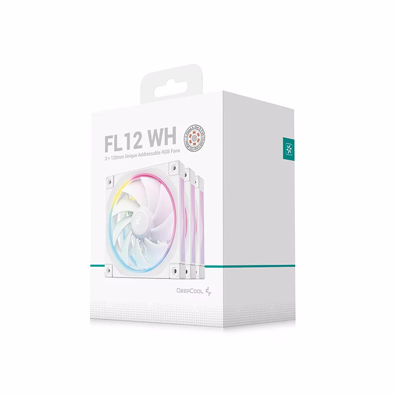 Deepcool FL12-3 IN 1 PWM ARGB 120mm 3 Pack Case Fan, 120??120??25 mm(L??W??H), 500-2150 RPM??10%, 8-pin Connector, Fluid Dynamic Bearing, White | R-FL12-WHAPN3-G thumbnail 2