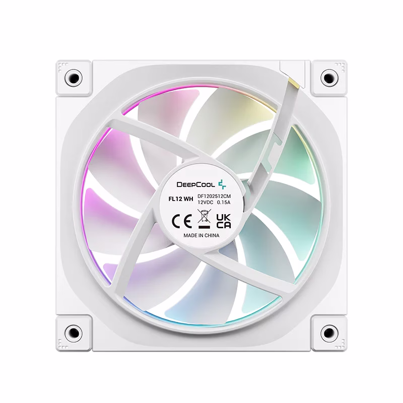 Deepcool FL12 WH PWM ARGB 120mm Case Fan, 120??120??25 mm(L??W??H), 500-2150 RPM??10%, 8-pin Connector, Fluid Dynamic Bearing, White | R-FL12-WHAPN1-G thumbnail 2