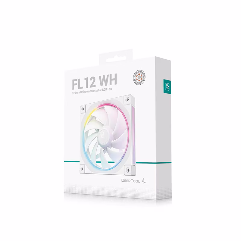Deepcool FL12 WH PWM ARGB 120mm Case Fan, 120??120??25 mm(L??W??H), 500-2150 RPM??10%, 8-pin Connector, Fluid Dynamic Bearing, White | R-FL12-WHAPN1-G thumbnail 5