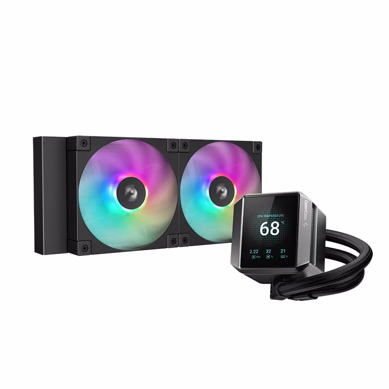 DeepCool Mystique 240 ARGB Liquid CPU Cooler, 2.83" TFT LCD Display, 240mm Radiator, 120mm Fan Size, 2400 RPM, Hydro Bearing Type, 72.04 CFM Airflow, Black | R-LX550-BKADSNC-G-1 – Buy Online