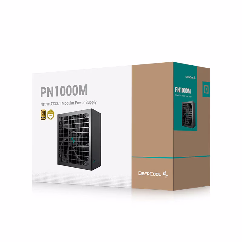 Deepcool PN1000M ATX Power Supply (PSU), Intel ATX 3.1 and PCIe 5.1 standard, 80Plus Gold, 135mm FDB (Fluid Dynamic Bearing) Fan, Sleeved Cables, Black | R-PNA00M-FCOB-JGUK – Buy Online
