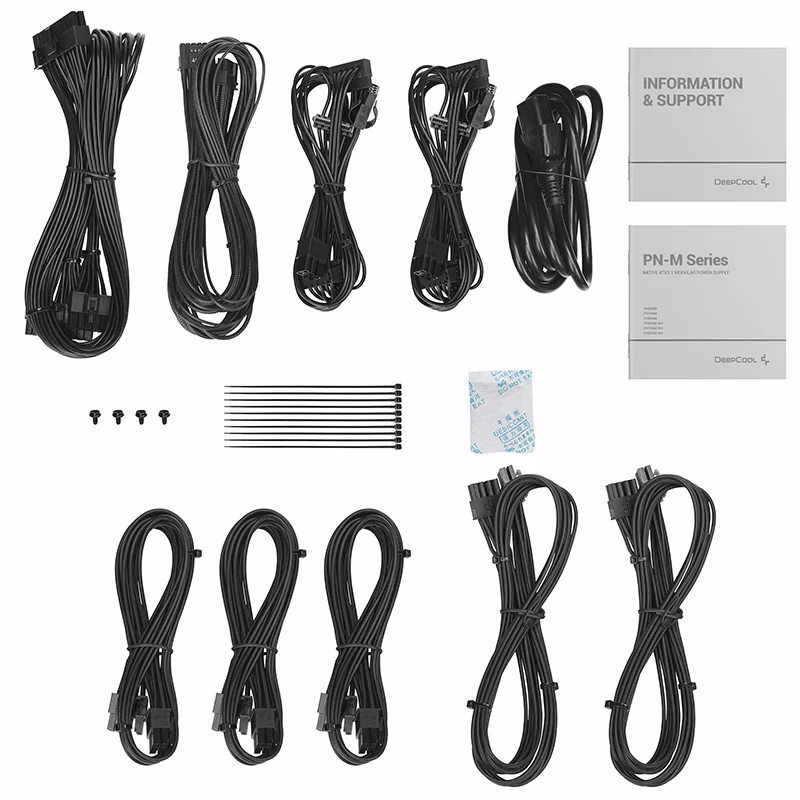 DeepCool PN750M Fully Modular Power Supply, 750W Power, 80 Plus Gold Certified, Active PFC + Full Bridge SRC LLC + DC to DC, Japanese Bulk Capacitor, FDB Fans, 120mm Fan Size, Black | R-PN750M-FC0B-UK thumbnail 2