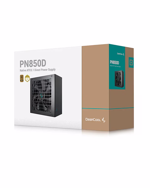 DeepCool PN850D Non-modular ATX 3.1 and PCIe 5.1 Power Supply, 12V-2x6, 2 EPS, and 3x PCIe Connectors, 120mm Hydro Bearing Fan, Sleeved Cables, Black | R-PN850D-FC0B-UK-V2 image