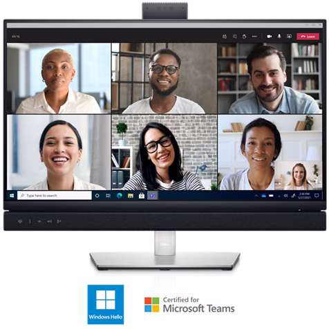 Dell 24 Video Conferencing Monitor, 23.8", IPS, Full HD (1080p) 1920 x 1080 at 60 Hz, Height pivot (rotation) swivel tilt, with an integrated pop-up camera, dual 5W speakers and a dedicated Microsoft Teams button | C2422HE thumbnail 9