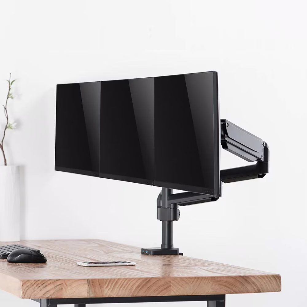 Skill Tech Triple Monitor Pole-Mounted Thin Gas Spring Monitor Arm With Usb Ports, SH26 C036UP thumbnail 2