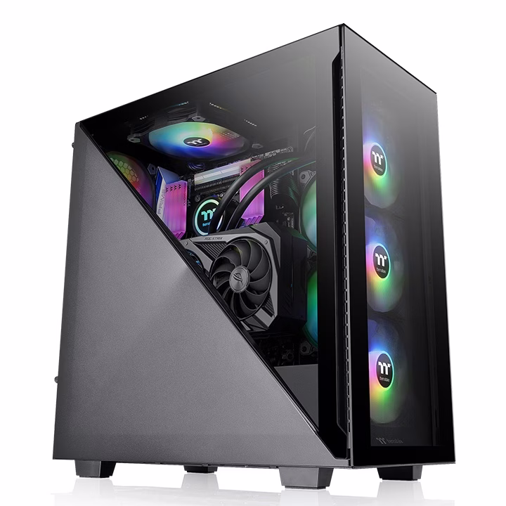 Thermaltake Divider 300 TG ARGB Mid Tower Chassis, Tempered Glass x 2, Front 120 x 120 x 25 mm ARGB fan, Rear 120 x 120 x 25 mm Turbo fan, 7x Expansion Slots, Black   | CA-1S2-00M1WN-01 image
