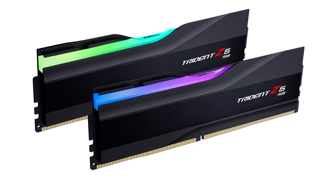 G Skill Trident Z5 RGB DDR5 32GB (2x16GB) 6800Mhz Intel XMP Memory Kit (RAM), CL34-45-45-108 1.40V, Black | F5-6800J3445G16GX2-TZ5RK image