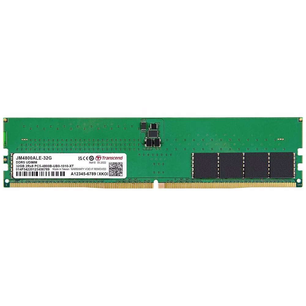 Transcend 32 GB DDR5-4800MT/s Unbuffered Long-DIMM, (RAM), CL40, 288 pin, (2Gx8)x16 Component Composition | JM4800ALE-32G image