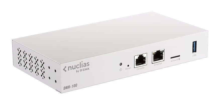 D-Link Nuclias Connect Hub DNH-100, Built-in free Nuclias Connect software, x1 GE port, x1 Console port, x1 USB 3.0, x1 MicroSD, Manage up to 100 APs / smart-managed switches (DGS-1210 Series), Rack-mounting kit included | DNH-100 – Buy Online