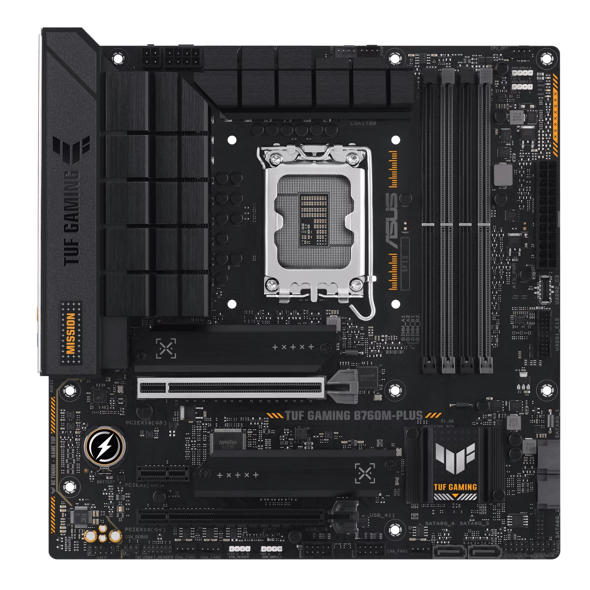 ASUS TUF GAMING B760M-PLUS LGA1700 mATX Motherboard, Intel B760 Chipset, 4x DIMM DDR5, Up to 192GB Capacity, Realtek 2.5Gb Ethernet, 2x M.2, PCIe 5.0 x16, 1x DP / 1x HDMI, USB 3.2-C | 90MB1ES0-M0EAY0 thumbnail 2