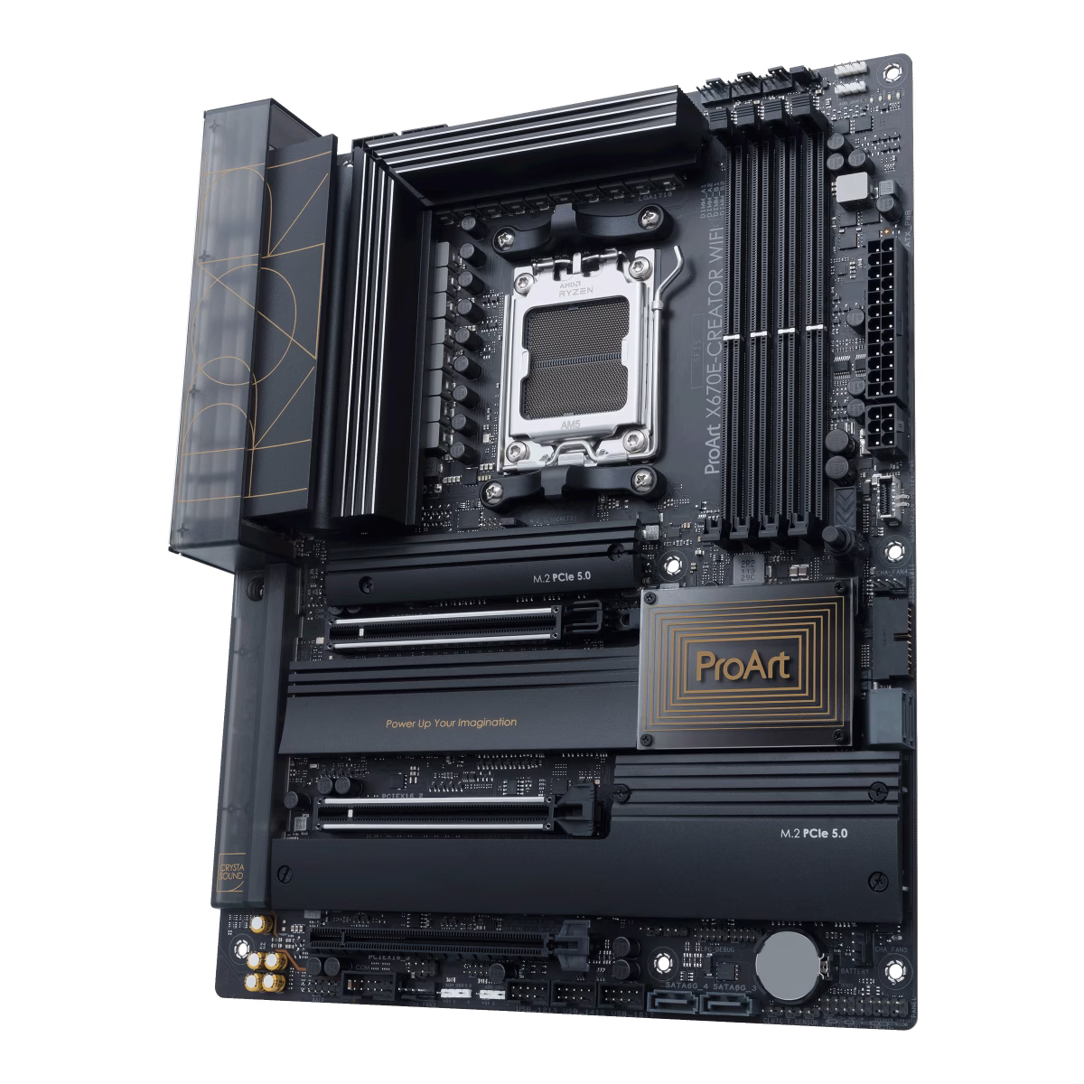 ASUS ProArt X670E-Creator WIFI ATX Motherboard, AMD X670 Chipset, AM5 Socket, 4x2-Channel DDR5 192GB Max, 4xM.2 Slot,10Gb Ethernet, 2xPCIe 5.0x16, Wi-Fi 6E, BT 5.2, 2xUSB4, 1xHDMI/DP | 90MB1B90-M0EAY0 thumbnail 3