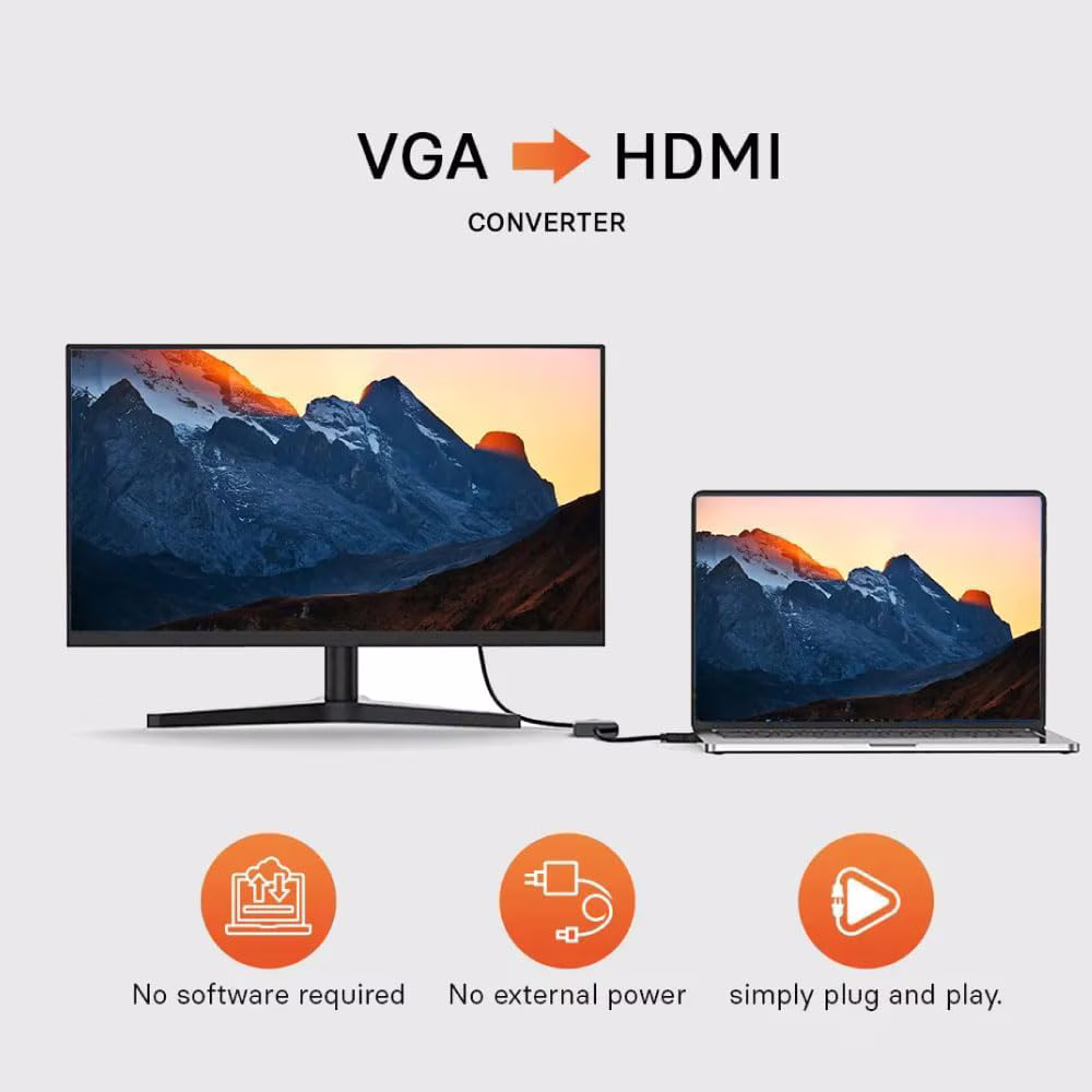 Mowsil DP To VGA Converter Adapter, Resolution Up to 1920X1080 @60Hz, Glod-plated Connector, Aluminum Shell, 6mm Cable Length, Gray | MOVHD thumbnail 2